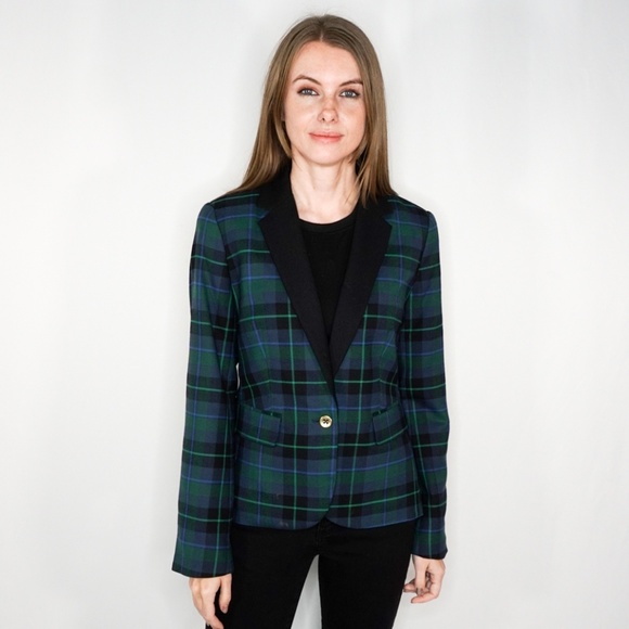 Tommy Hilfiger Jackets & Blazers - TOMMY HILFIGER Wool Blend Tartan Plaid Blazer